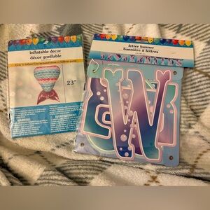 Mermaid Party Letter Banner and Inflatable Decor Set